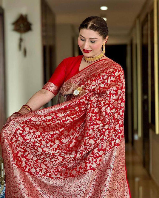 "Pure Love - Organic Banarasi Lichi Silk Saree for Effortless Wedding Style