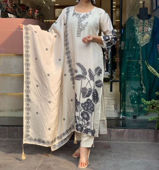 Chinnon Silk Party Wear 3 PCs Set: Elegant & Stylish