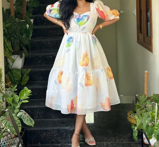 Premium Malibu Maxi: Floral Fox Georgette Summer Dress