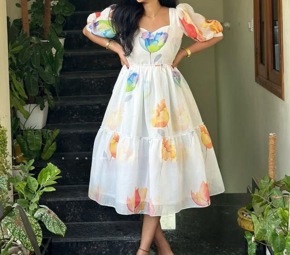 Premium Malibu Maxi: Floral Fox Georgette Summer Dress