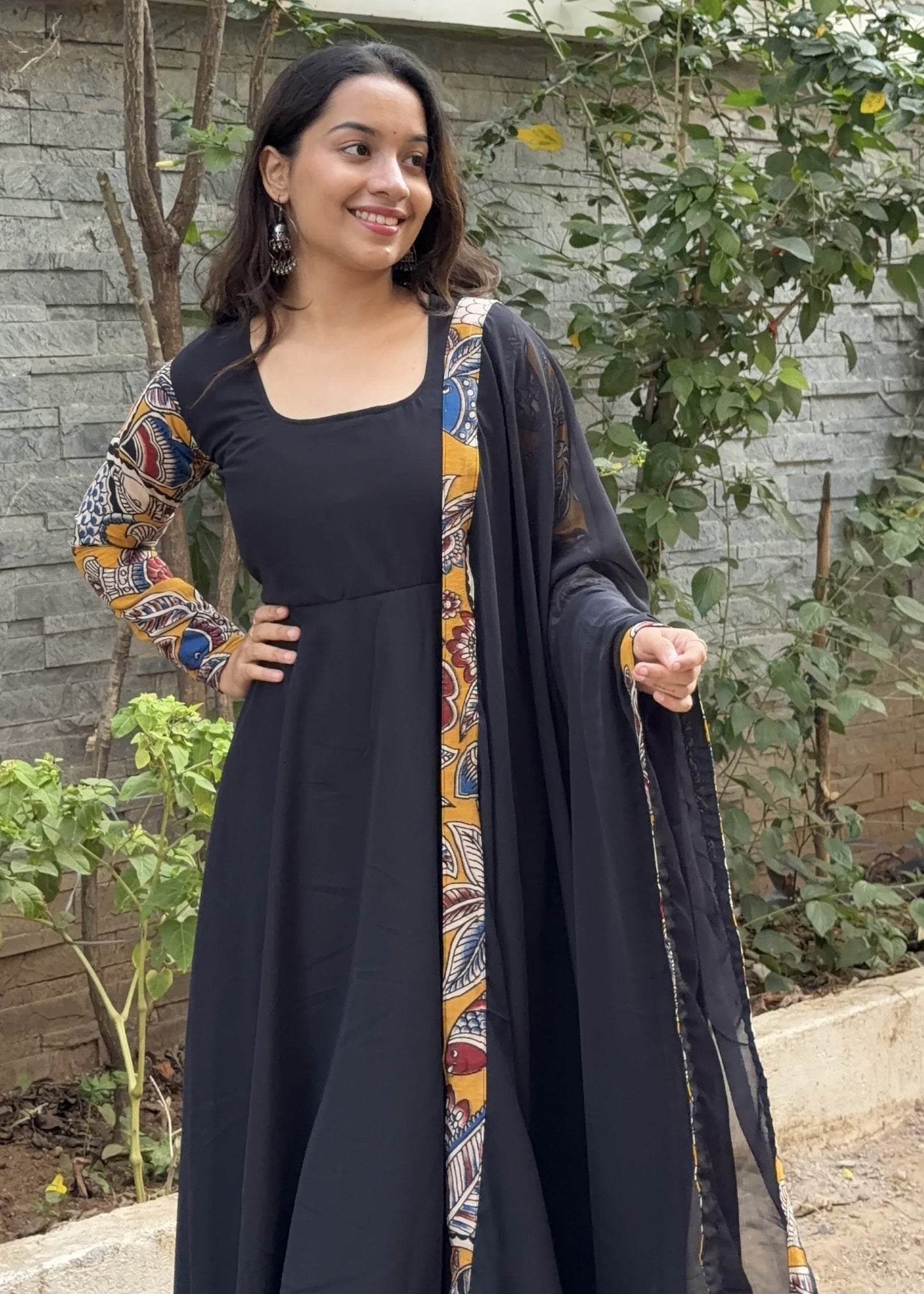 Royal Noir Anarkali Set