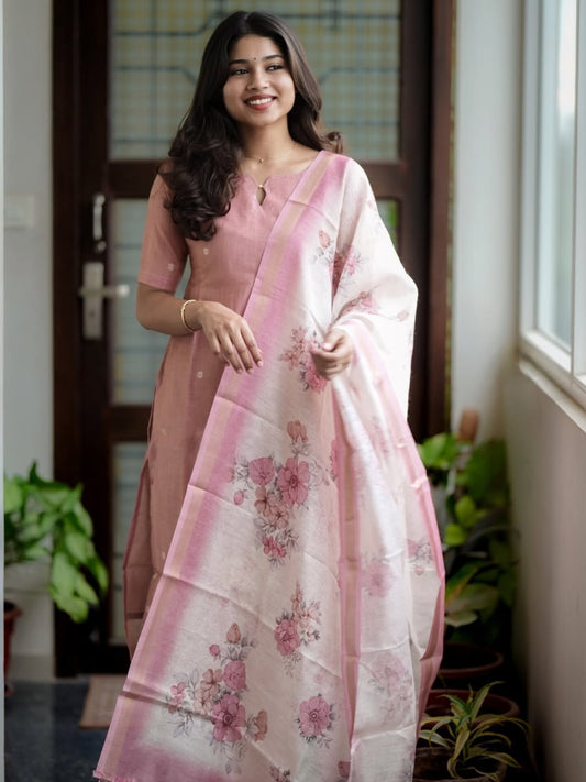 Premium Blush  Floral Kurti Set 🌸