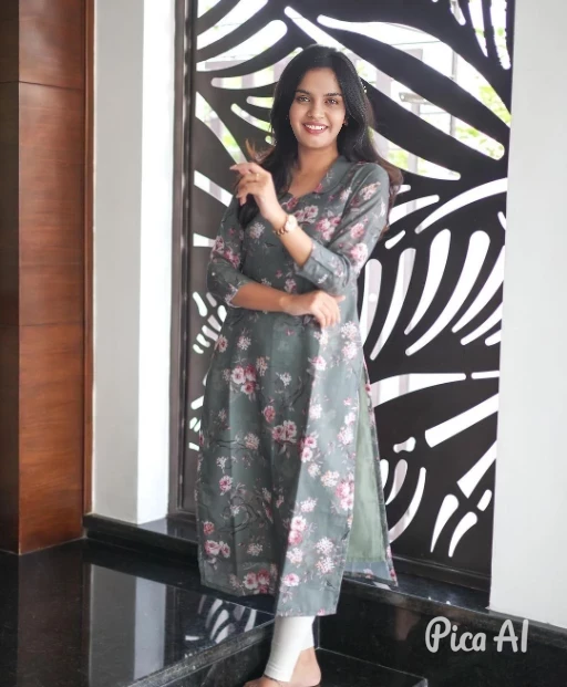 Verdant Valley - Floral Printed Kurti