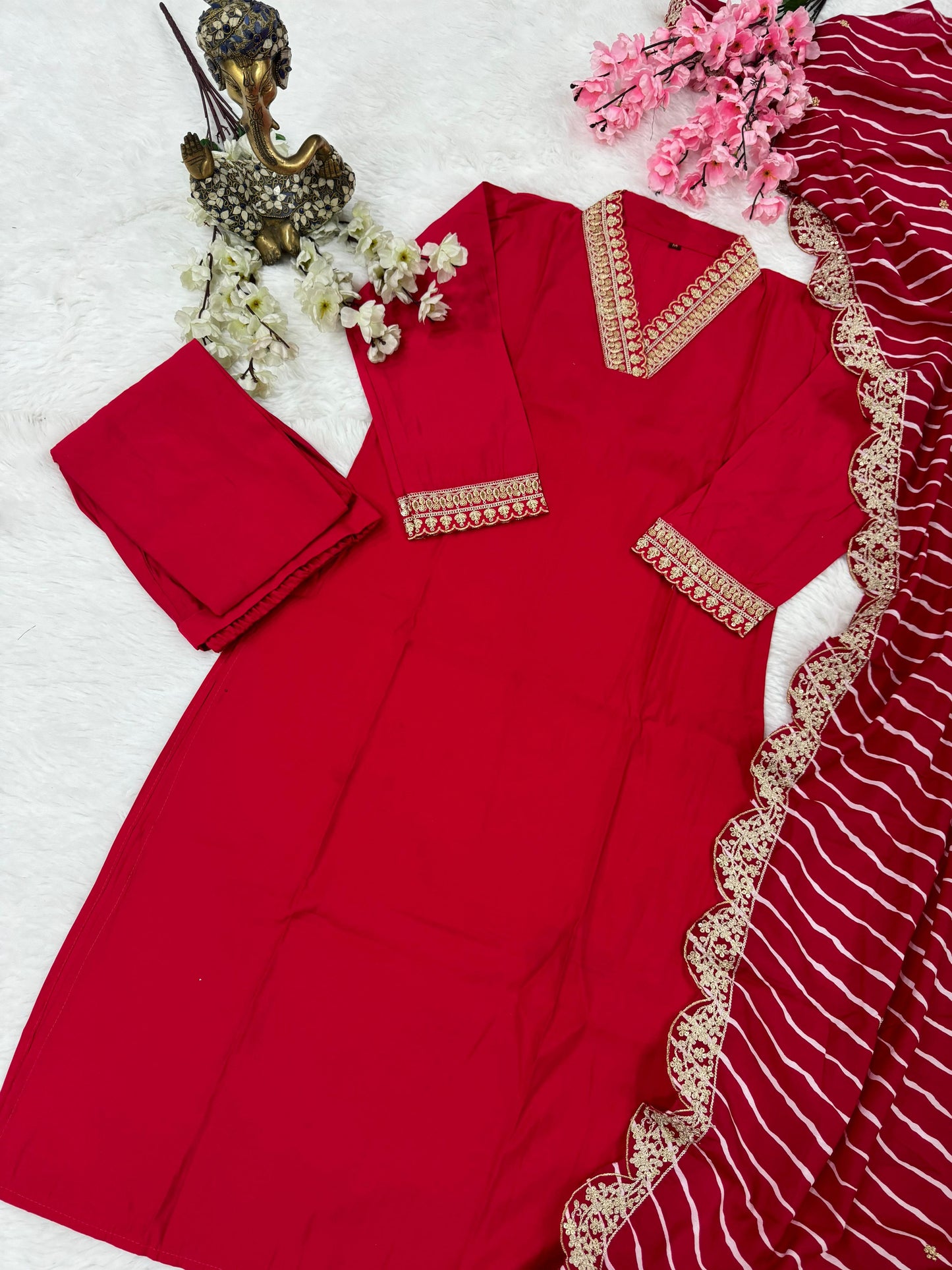 "Elegant Charm - PV Chandleri Embroidered Kurti Dupatta Set