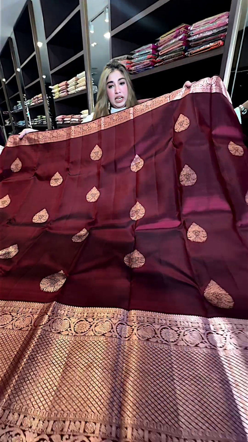 "Lichi Silk Red Date Wedding Saree - Organic and Breathable"