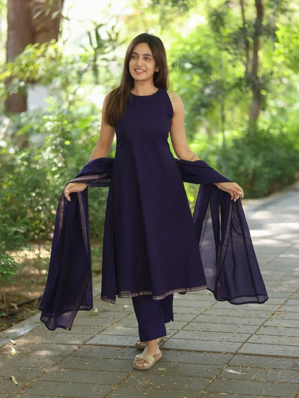 Premium Malar Narayanpet Kurti Set ( SHORT SLEEVES ATTACHED )